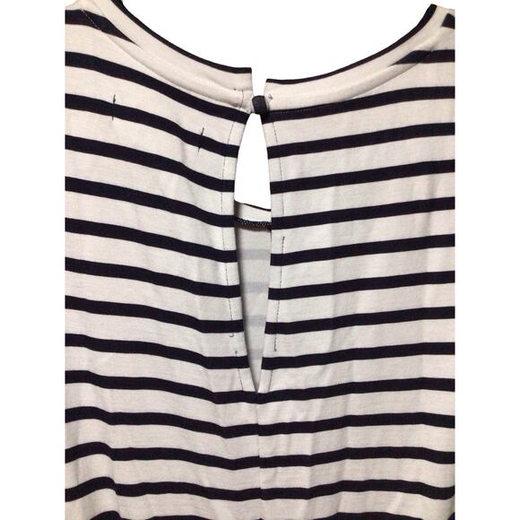 Banana Republic Wide Leg Jumpsuit Size 10 White Navy Blue Stripe Belted Waist - Picture 13 of 16